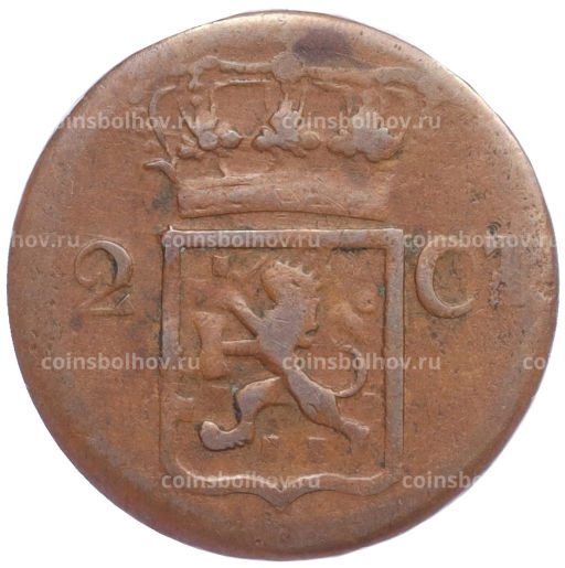 Монета 2 цента 1838 года J Нидерландская Индия
