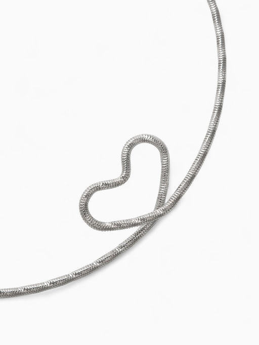 Набор 2 предмета: чокер, браслет Обруч сердце, цвет серебро