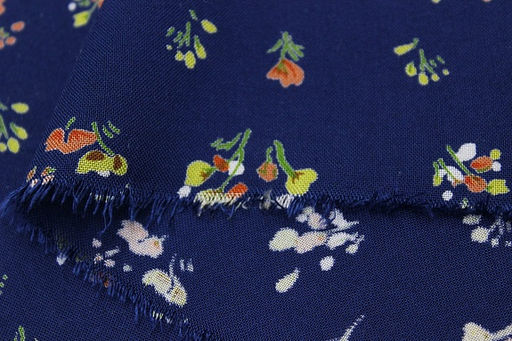 Штапель Премиум Аленький цветочек цв.темно-синий, ш.1.44м, вискоза-100%, 120гр/м.кв - Купава фото 10