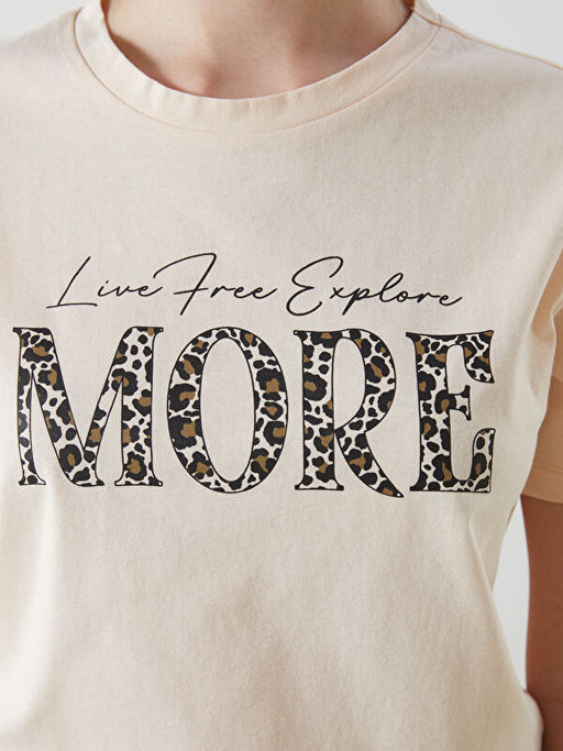 Bisiklet Yaka Bask?l? Kad?n Ti??rt