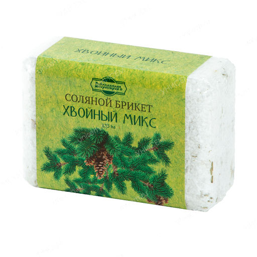 Соляной брикет для бани "Хвойный микc" ель, сосна, пихта 1,35кг (уп.8/16)