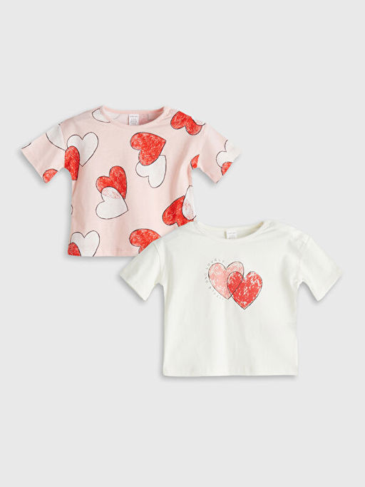 Kalp Bask?l? K?z Bebek Ti??rt 2li