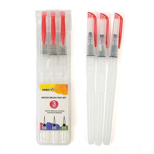 Набор кистей для каллиграфии, синтетика, 3 штуки: № 1, 2, 3, круглые, с резервуаром для воды, туши, чернил