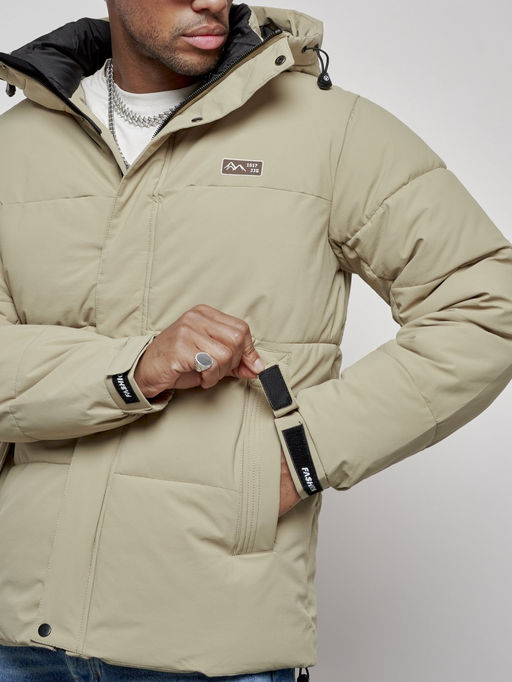 Куртка молодежная мужская зимняя с капюшоном светло-зеленого цвета 8356ZS - Wonderrman фото 11