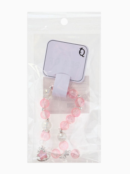 Браслет с подвесками "Сахарный" звезда, шар №10/8, цвет розово-белый матовый в серебре