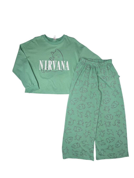 CRB wear / CWJG 50226-37K Пижама для девочки (джемпер, брюки), Зеленый/ex. Cherubino