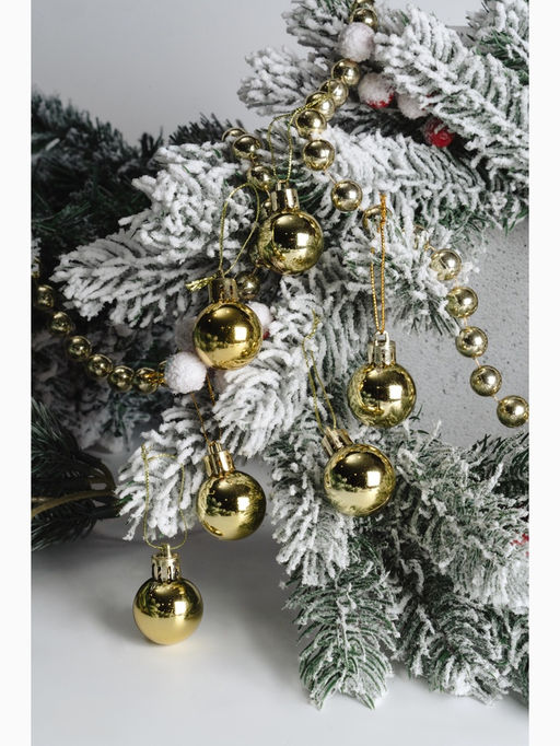 Цена за 4 шт. Ёлочные игрушки Глянец, шары новогодние, d=3 см, набор 6 шт., золотистые - Зимнее волшебство фото 3