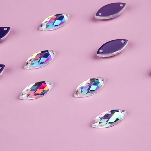 Стразы пришивные «Лепесток», лодочка, из органического стекла, с голографией, 7×15 мм, 50 шт.