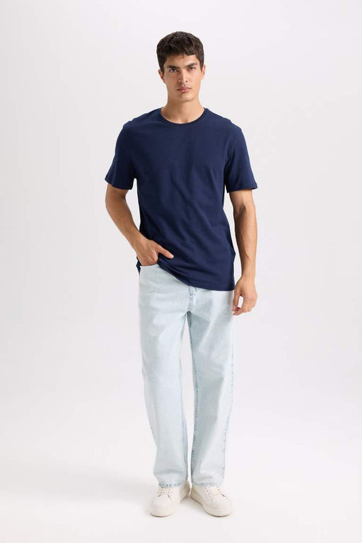 New Regular Fit Bisiklet Yaka Basic Duz K?sa Kollu Tisort - Defacto фото 5