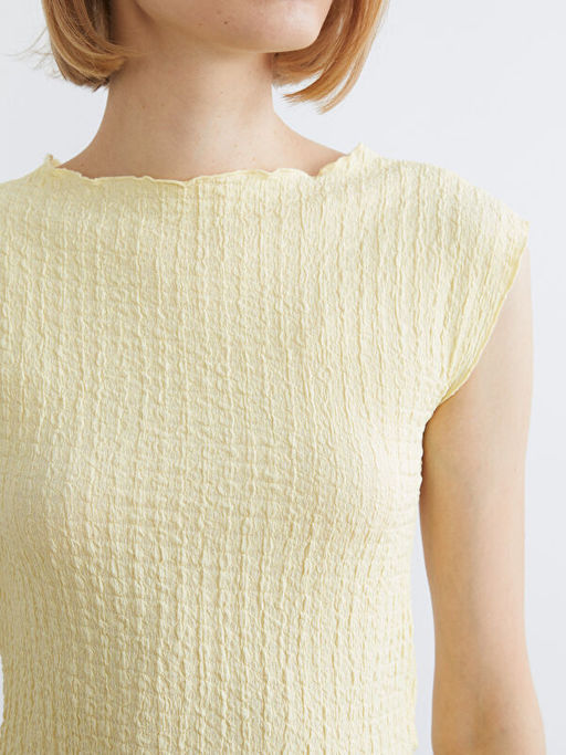 Bisiklet Yaka Dokulu Bluz