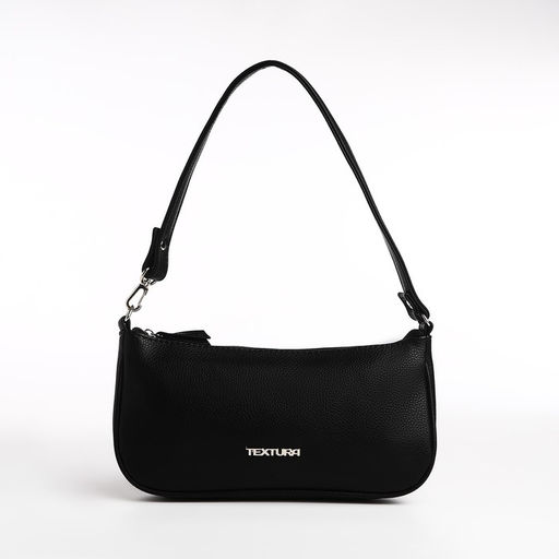 Сумка женская багет TEXTURA на молнии, 26×4×14 см, чёрная