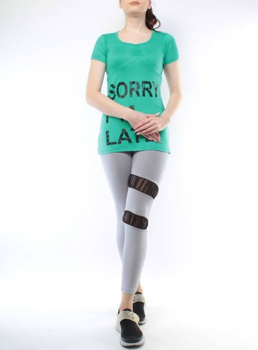 1215 GREEN/GRAY Спортивный костюм для фитнеса женский (90% вискоза, 10% лайкра)