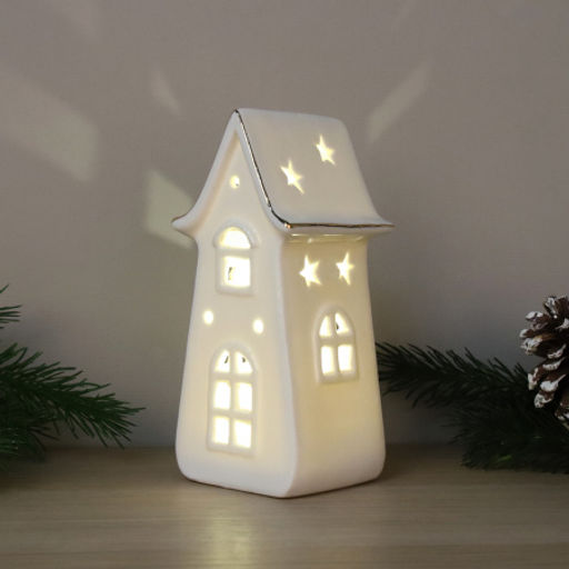 Цена за 1 шт. Фигурка Домик с подсветкой 15 см новогодний / YZ5549 /уп 48/96/LED - ГалеонТрейд фото 3