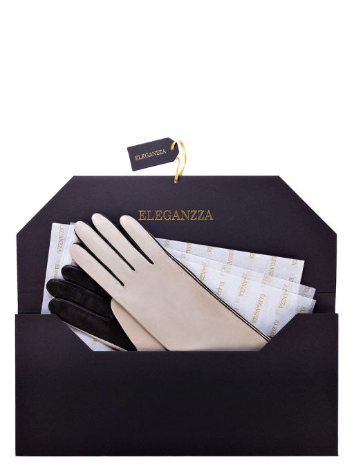 Перчатки женские ш/п F-IS0065 latte/black - Eleganzza фото 6