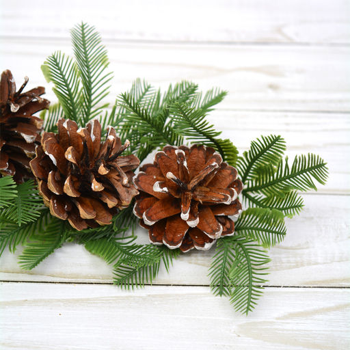 Ветка искусственная 21 см с шишками / N127-298 /уп 100/500/Новый год