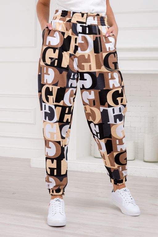 Брюки женские из футера Забава бежевая буква - Амадэль фото 4