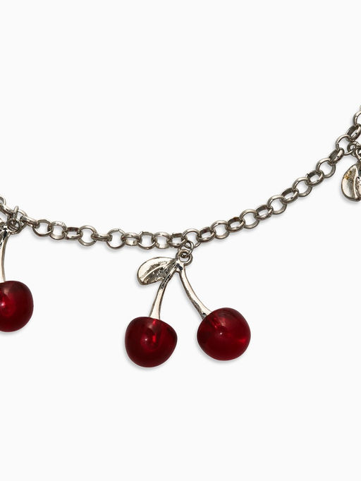 Цепь с подвесками "Вишня", 40+удл, цвет красный в серебре