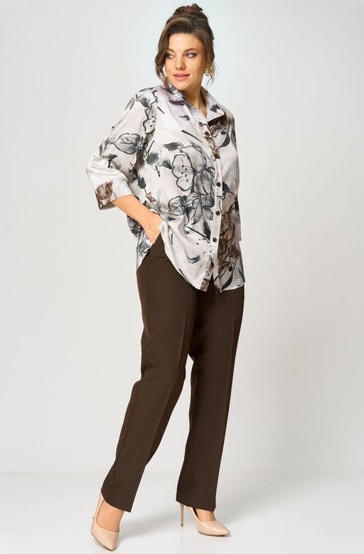 Блуза БелЭльСтиль 877 бежево-коричневый фото 8