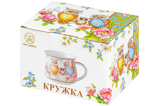 Кружка 250 мл 11*8,5*7 см Совушки, бочонок, NEW BONE CHINA - Elan gallery фото 14