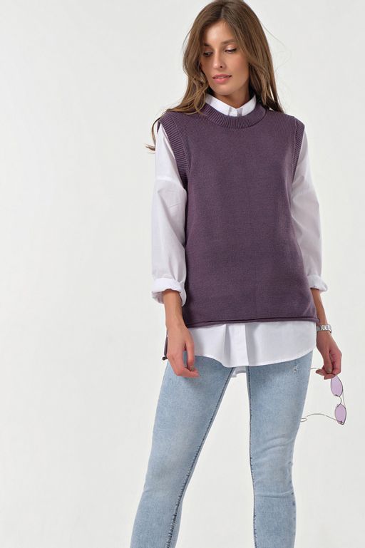 Жилет вязаный прямой с разрезам по бокам - Fly фото 7