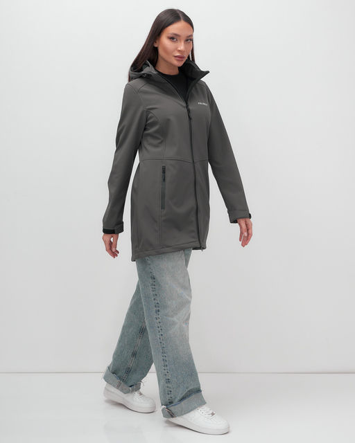 Парка спортивная женская с капюшоном softshell темно-серого цвета 9568TC - Mtforce фото 3