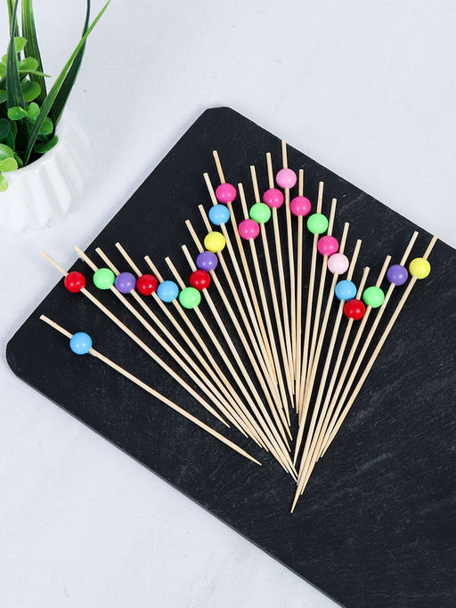 Шпажки бамбуковые 50 штук с декором / H50-1 /уп 500/ микс - ГалеонТрейд фото 3