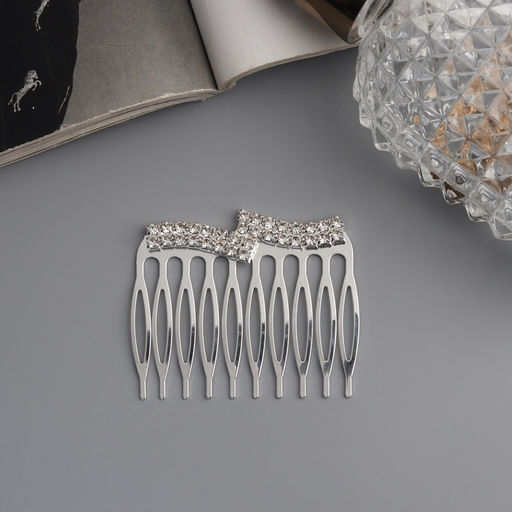 Цена за 2 шт. Гребень для волос QF «Медея», набор 2 шт., волны, 5×4 см, серебро