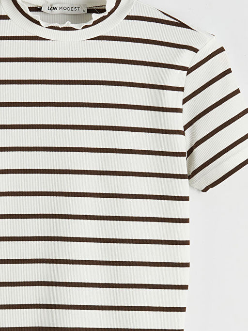 F?rf?rl? Dik Yaka ?izgili Kad?n Ti??rt