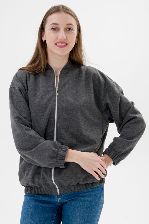 Бомбер из коттон фита антрацит - Амадэль фото 11