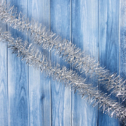 Цена за 10 шт. Мишура новогодняя № 18 « Ежик», d=35 мм+35 мм, 200 см серебро