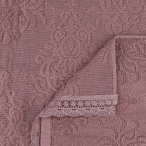 Полотенце махровое "Династия" 70х140см, хлопок 100%, ажурный кант, пыльная роза (Китай)