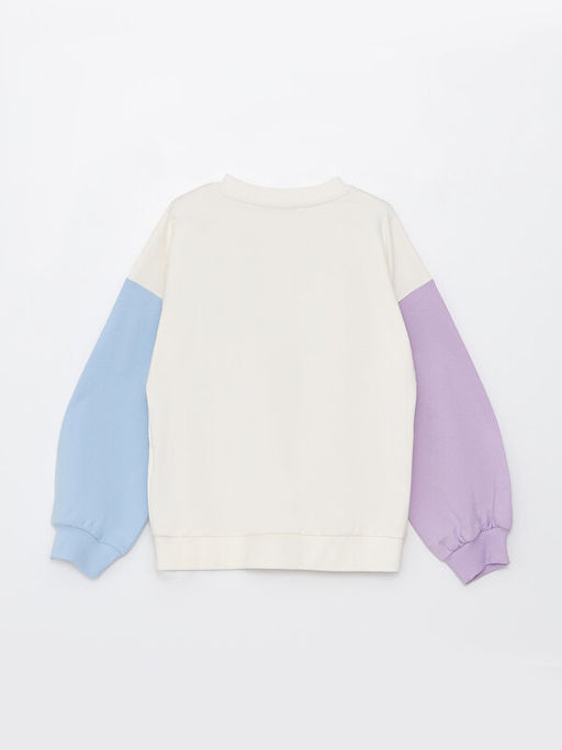 Bisiklet Yaka Bask?l? Uzun Kollu K?z ?ocuk Sweatshirt - Waikiki фото 2