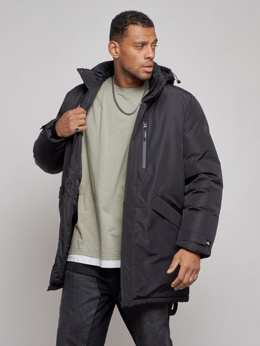 Парка мужская зимняя удлиненная молодежная черного цвета 8302Ch - Wonderrman фото 8