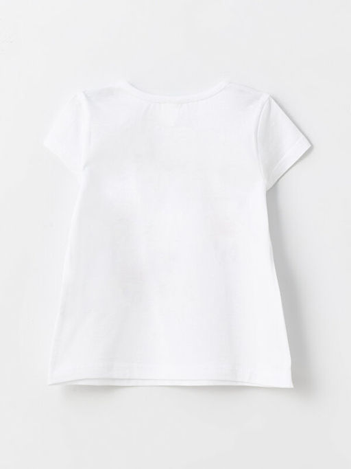 Bisiklet Yaka Bask?l? K?sa Kollu K?z Bebek Ti??rt - Waikiki фото 3