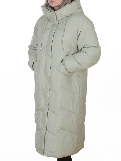 8883 LT. GREEN Пальто зимнее женское (150 гр. холлофайбер)