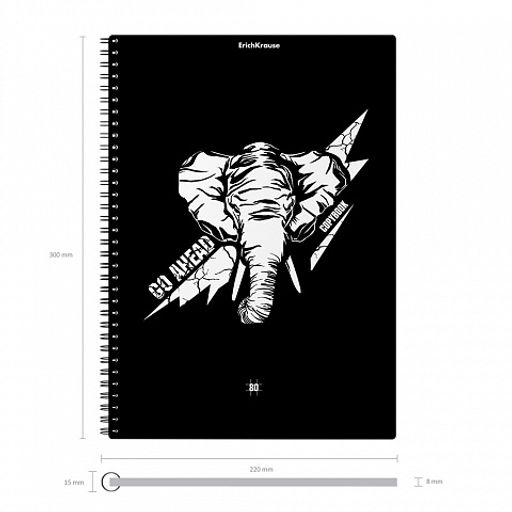 Цена за 4 шт. Тетрадь общая с пластиковой обложкой на спирали ErichKrause Blossom, Black and White, А5, 80 листов, клетка  фото 9