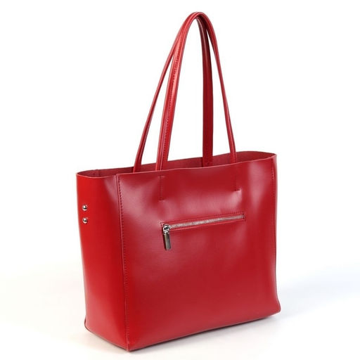 Женская кожаная сумка шоппер трапеция 8689-220 Ред - Cidirro фото 3