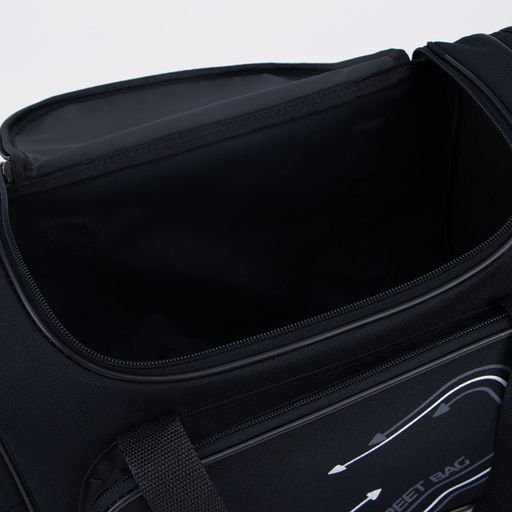 Сумка дорожная на молнии, 3 наружных кармана, длинный ремень, цвет чёрный/серый