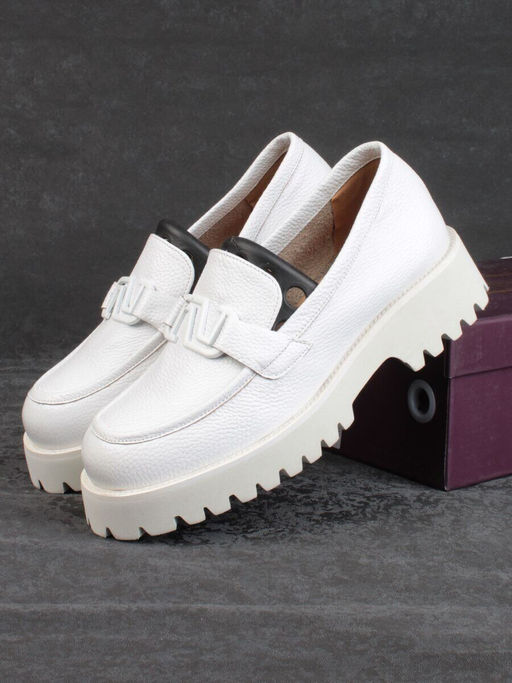 03-HP9967B WHITE Лоферы женские (натуральная кожа)