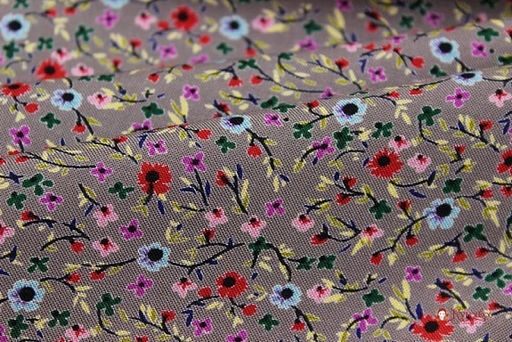 Штапель Премиум Цветочная мириада цв.кофейно-серый, ш.1.45м, вискоза-100%, 120гр/м.кв - Купава фото 5