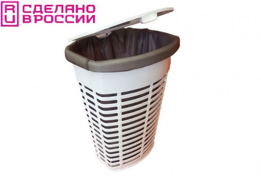 PALM Корзина для белья с крышкой (белый) и внутренним чехлом (коричневый). Размер: 47х36х60 см.