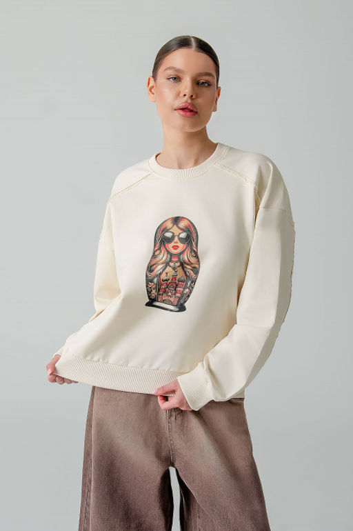 Арт. 1-3105 Свитшот женский 44-50 (4 шт) Цвет:бежевый - Калинка фото 20