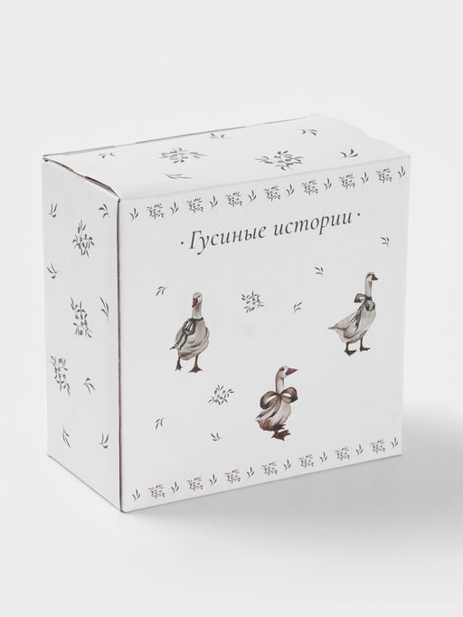 Чайная пара Доляна «Гуси», 2 предмета: чашка 250 мл, блюдце d=15 см, фарфор, белая