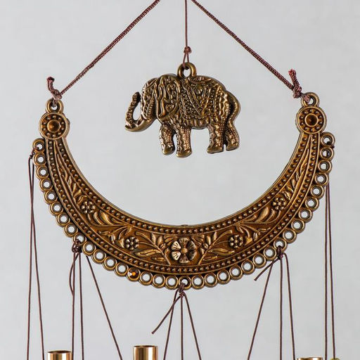 Музыка ветра «Ожерелье и слон», 4 трубки 5 колокольчиков, 54 см