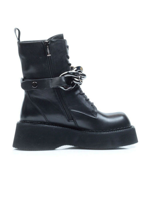 01-CYX03-1 BLACK Ботинки демисезонные женские (натуральная кожа, байка)