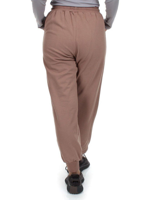 HC-207-1 DK. BEIGE Брюки спортивные женские (95% хлопок, 5% спандекс) - Фабричный китай фото 6