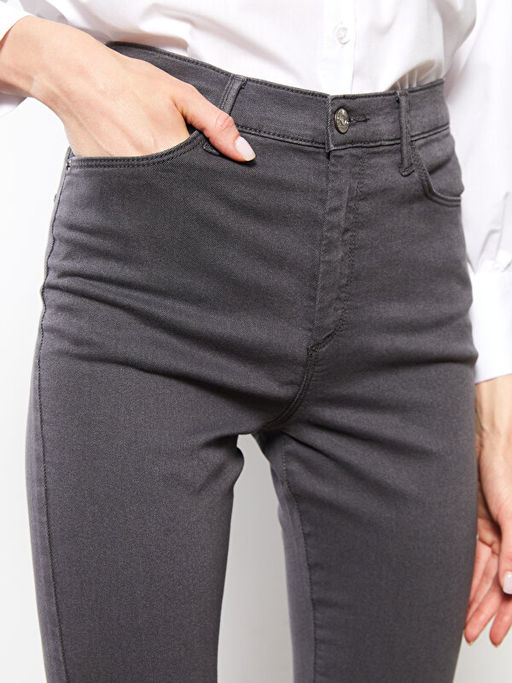 Slim Fit D?z Cep Detayl? Kad?n Jean Pantolon