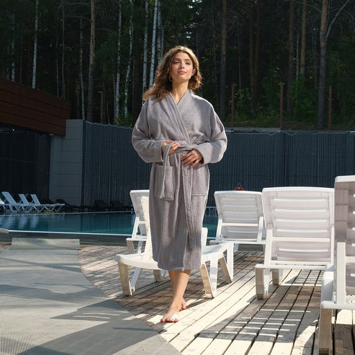 Халат махровый LoveLife "Royal" цвет серый размер 50-52 (L) 100% хлопок, 330 гр/м2