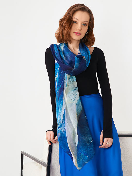 Большой, мягкий, тонкий и очень нежный двусторонний палантин с рисунком в стиле арт-дек - Tantino фото 8