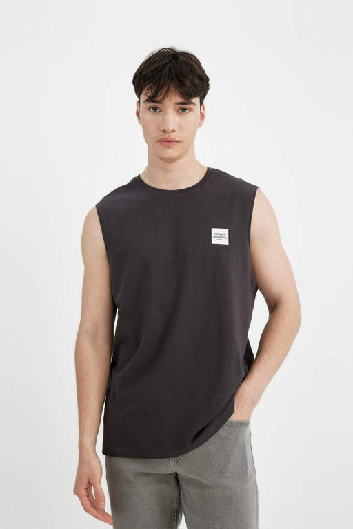 Майка стандартного кроя с круглым вырезом и принтом - Defacto фото 3